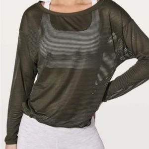 Lululemon Olive Mesh Long Sleeve Top